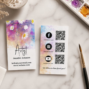 Carte De Visite Fleur Abstraite Peinture Aquarelle Artiste  Modifi