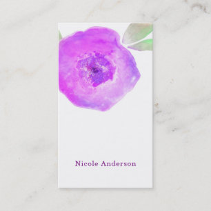 Carte De Visite Fleur aquarelle rose violet moderne chic personnal