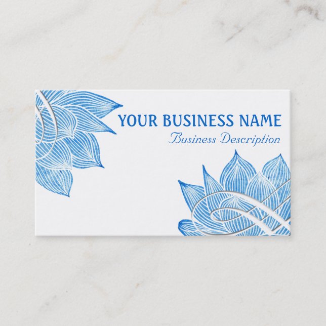 Carte De Visite Fleur artistique de Lotus bleu sur le blanc (Devant)