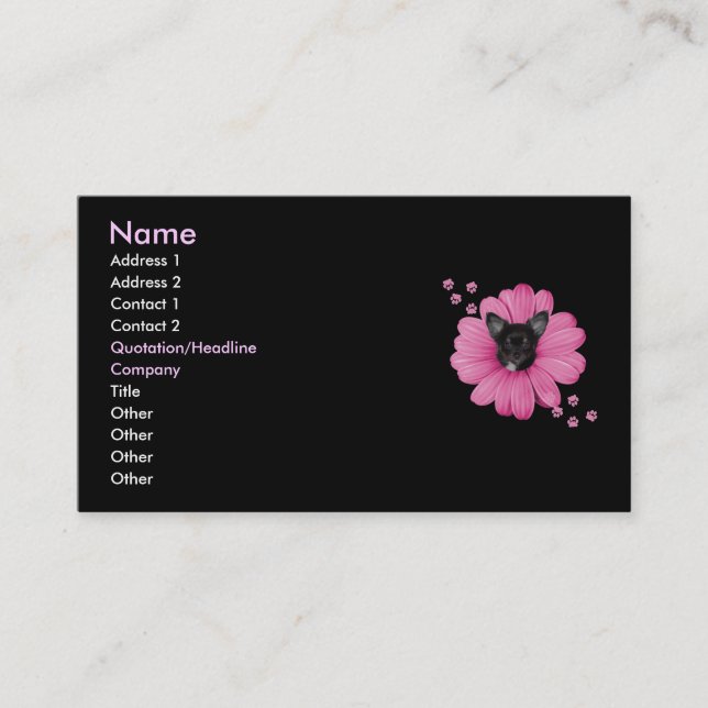 Carte De Visite Fleur astucieuse adorable de rose de chiwawa de (Devant)