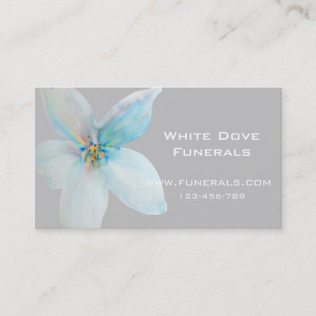 Carte De Visite Fleur blanche conception funéraire entreprise (Devant)