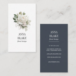 Carte De Visite Fleur blanche Eucalyptus Verticale