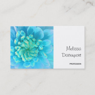 Carte De Visite Fleur bleu turquoise Dahlia en Aquarelle