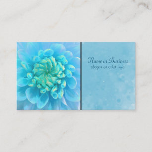 Carte De Visite Fleur bleu turquoise Dahlia en Aquarelle