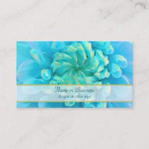 Carte De Visite Fleur bleu turquoise Dahlia en Aquarelle