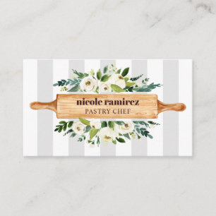 Carte De Visite Fleur boulangerie Rolling Pin Gâteau Design rayé g