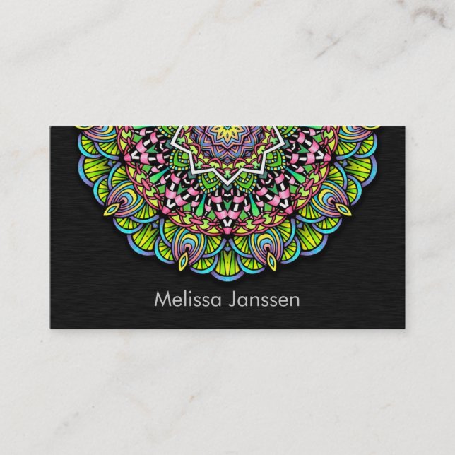 Carte De Visite Fleur colorée - Mandala (Devant)