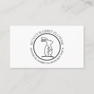 Carte De Visite Fleur d'animal blanc Cercle Cadre Lapin Lapin