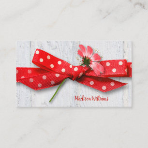Carte De Visite fleur dans le ruban à points polka