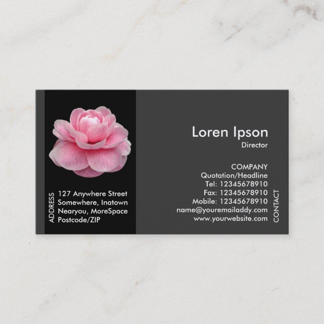 Carte De Visite Fleur de bande noire - Camellia rose II (Devant)
