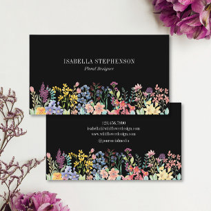 Carte De Visite Fleur de Brousse Bohème Noire Aquarelle Florale
