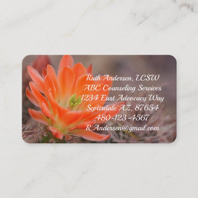 Carte De Visite Fleur de cactus orange (Devant)