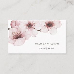 Carte De Visite Fleur de cerisier à l'aquarelle rose Code Qr