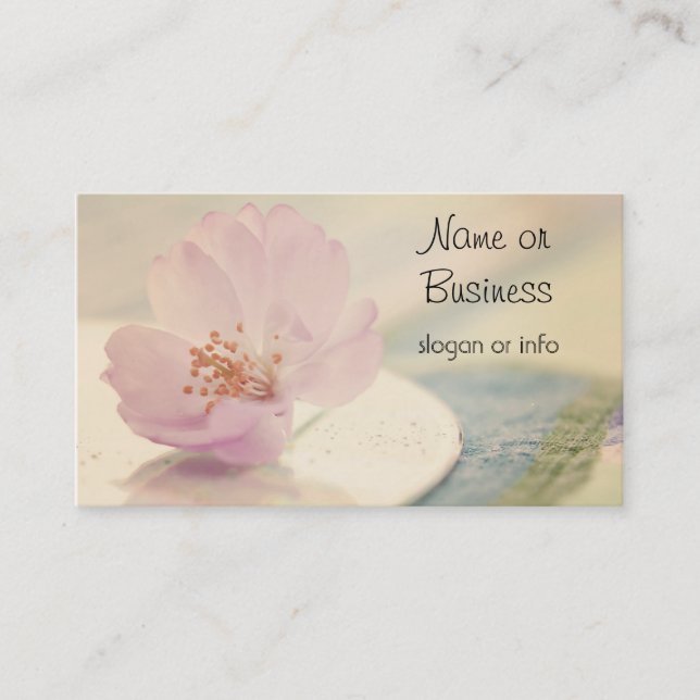 Carte De Visite Fleur de cerisier rose pâle délicate (Devant)