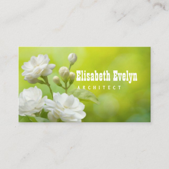 Carte De Visite Fleur de jasmin sur la verdure (Devant)
