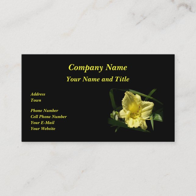 Carte De Visite Fleur de jour jaune (Devant)