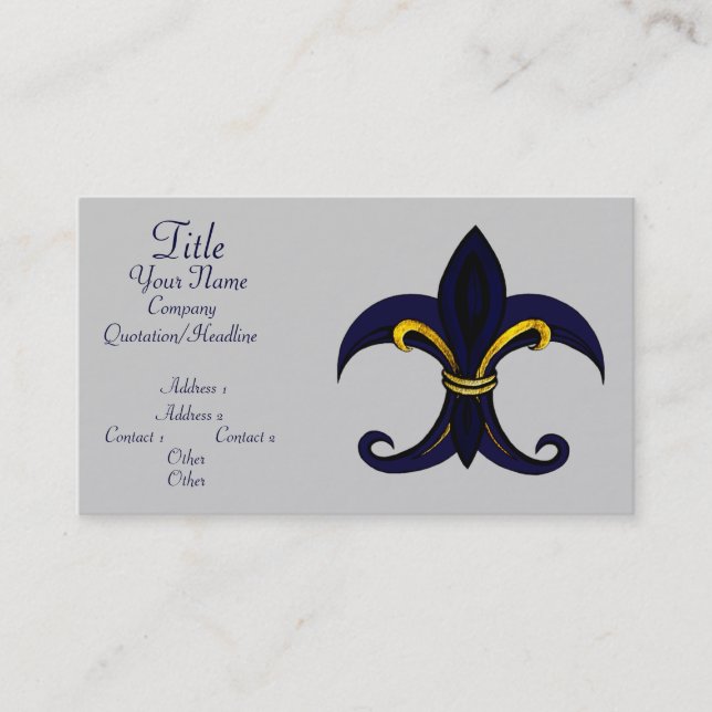 Carte De Visite Fleur de lis bleu/or (Devant)
