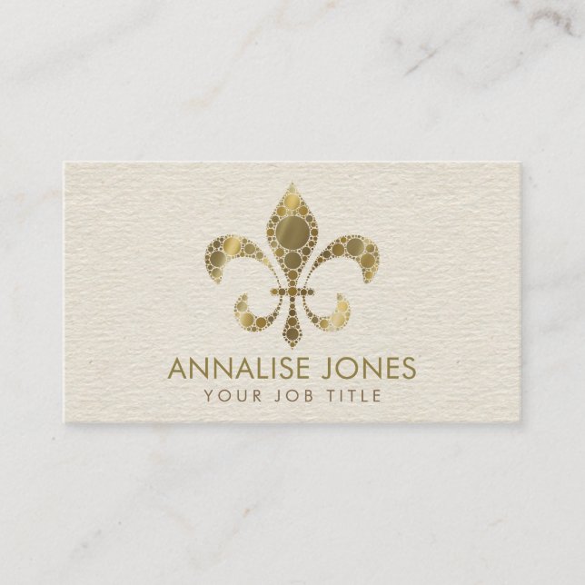 Carte De Visite Fleur de lis - Dot Art Golden Gradient (Devant)