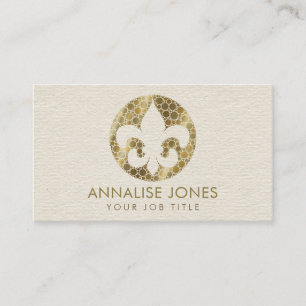 Carte De Visite Fleur de lis - Dot Art Golden Gradient