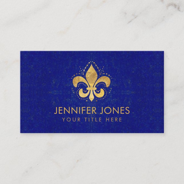 Carte De Visite Fleur de lis - Lapis Lazuli et Gold (Devant)
