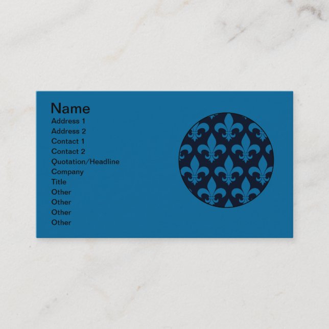 Carte De Visite Fleur de lis Motif Classic (Devant)