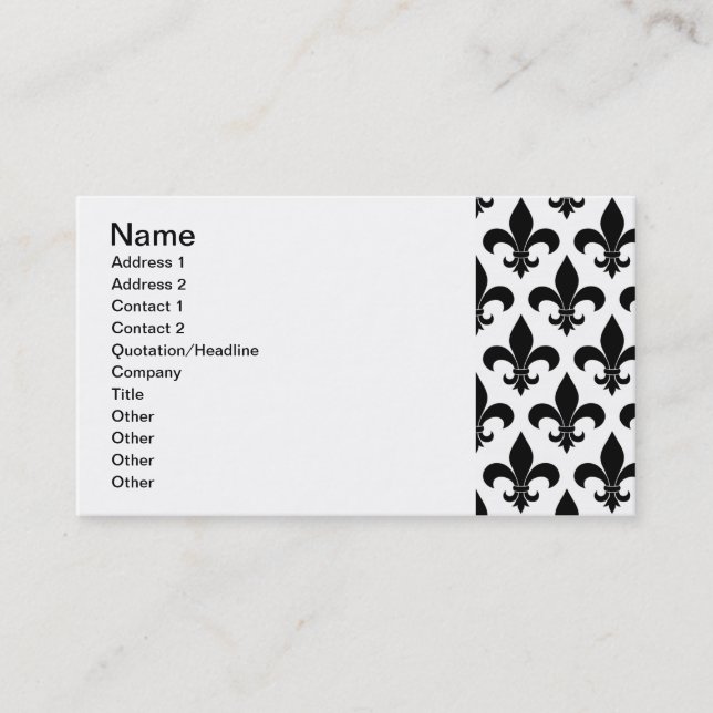 Carte De Visite Fleur de lis Motif Classic (Devant)