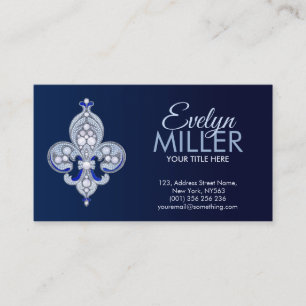 Carte De Visite Fleur de lis Pearl et Lapis Lazuli Ornament