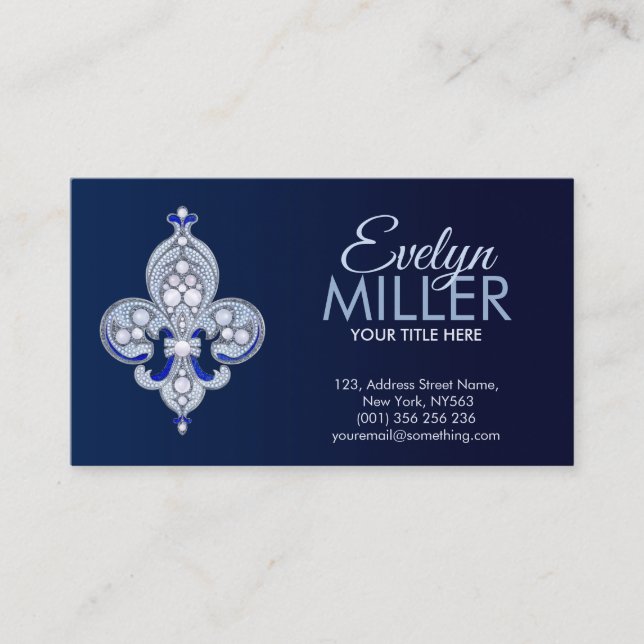 Carte De Visite Fleur de lis Pearl et Lapis Lazuli Ornament (Devant)