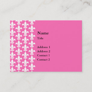 Carte De Visite Fleur de Lis rose blanc et chaud Motif
