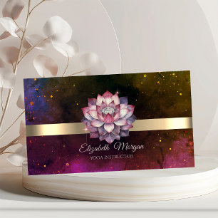 Carte De Visite Fleur de lotus à rayure dorée bordeaux