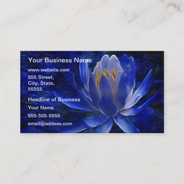 Carte De Visite Fleur de Lotus bleu (Devant)