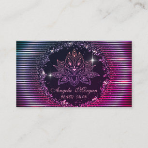 Carte De Visite Fleur de lotus professionnelle rayures noir