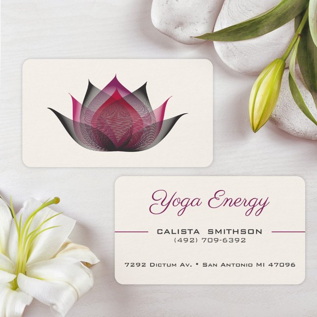 Carte De Visite Fleur de Lotus rose moderne Elégant Yoga unique (Créateur téléchargé)