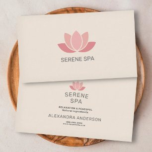 Carte De Visite Fleur de Lotus Rose Pastel - Salon de Spa
