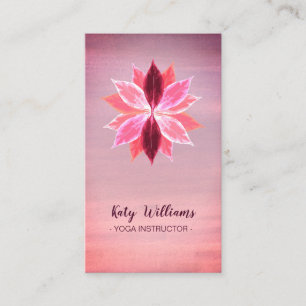 Carte De Visite Fleur de Lotus Rose Rustique Yoga Méditation holis