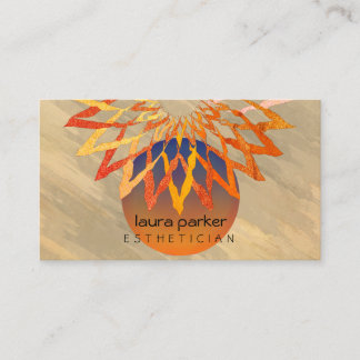 Carte De Visite Fleur de Lotus Rouge Jaune Yoga Méditation holisti
