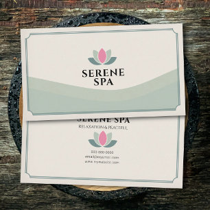 Carte De Visite Fleur de Lotus Tons Verts - Salon de Spa