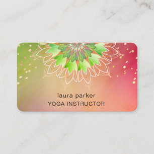 Carte De Visite Fleur de lotus verte élégante Yoga Méditation Arc-