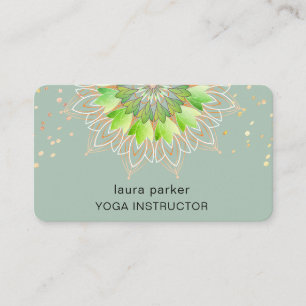 Carte De Visite Fleur de lotus verte Yoga Méditation Élégante Natu