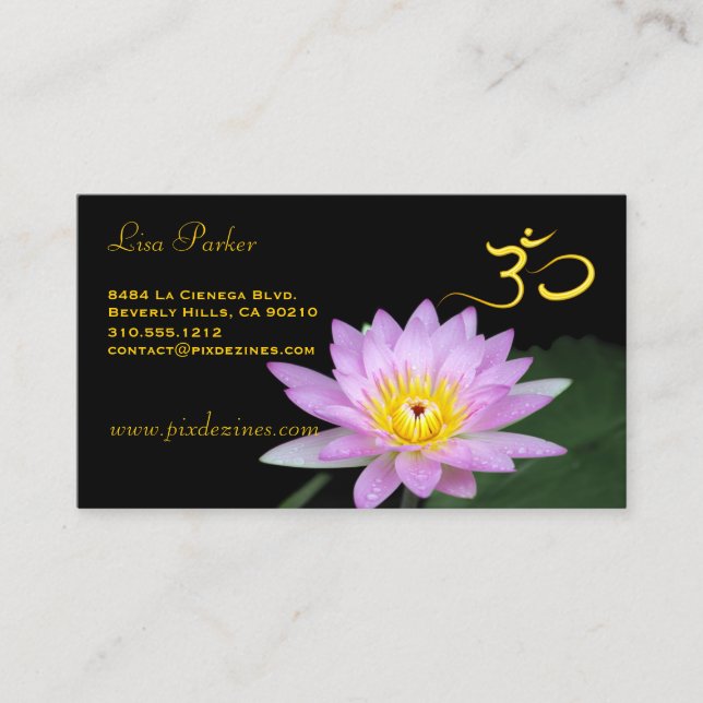 Carte De Visite Fleur de Lotus, yoga d'Om, guérisseurs (Devant)