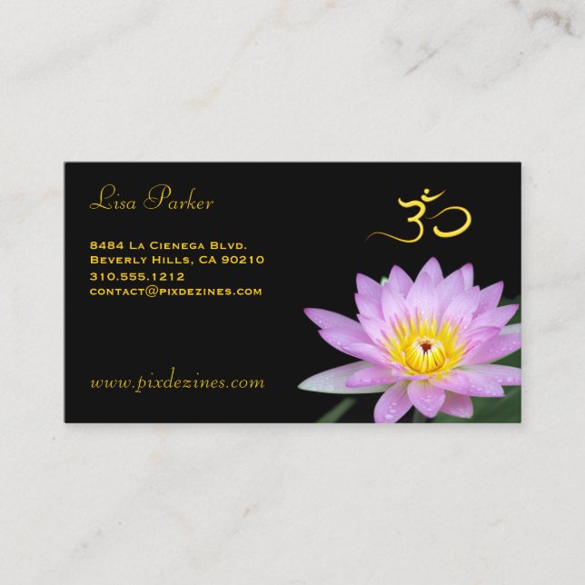 Carte De Visite Fleur de Lotus, yoga d'Om, guérisseurs (Devant)