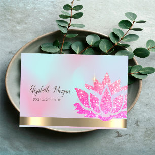 Carte De Visite Fleur de lotus yoga pailletée chic holographique