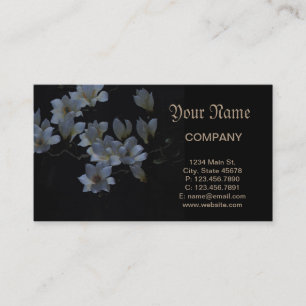 Carte De Visite Fleur de magnolia à broderie noire et blanche