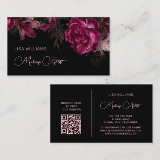 Carte De Visite Fleur de paonie rose noir