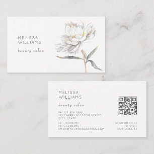 Carte De Visite Fleur de pivoine à l'aquarelle blanche