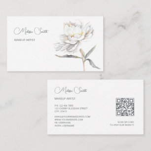 Carte De Visite Fleur de pivoine blanche