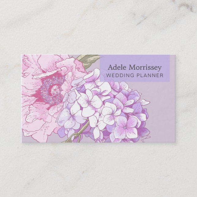 Carte De Visite Fleur de pivoine florale moderne (Devant)