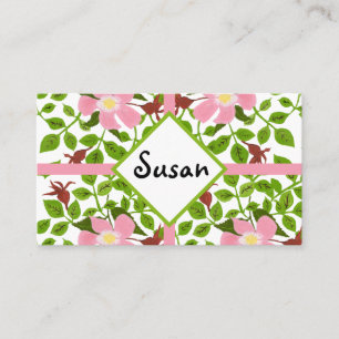 Carte De Visite Fleur de printemps peinte à la main en bois de chi