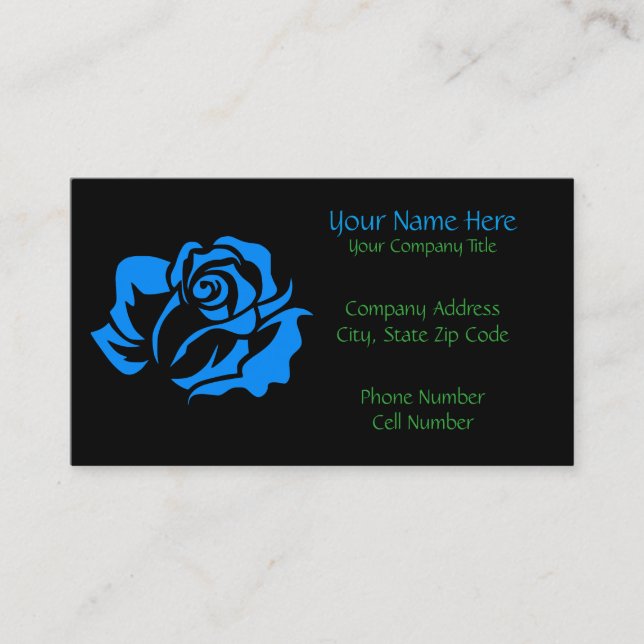 Carte De Visite Fleur de rose de bleu personnalisable (Devant)