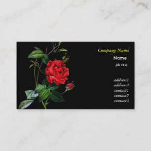 Carte De Visite Fleur de rose rouge, Pierre Joseph Redouté